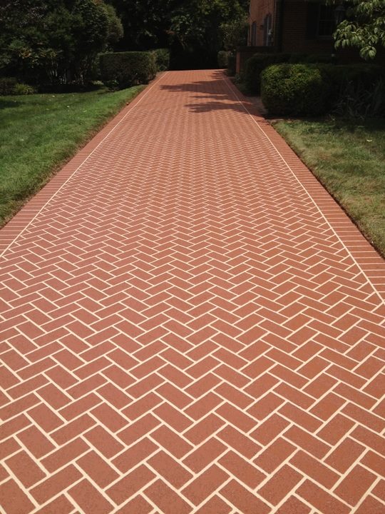 Stamped Concrete Brick Faux Driveway