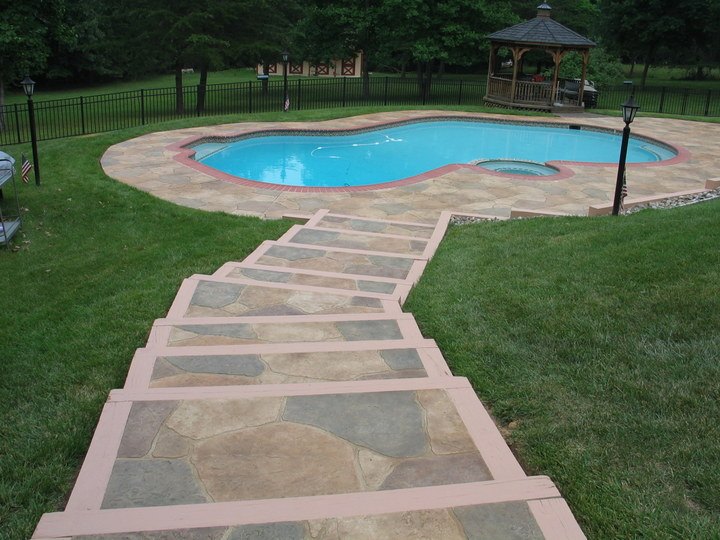 Stamped Concrete Pool Deck & Stairs